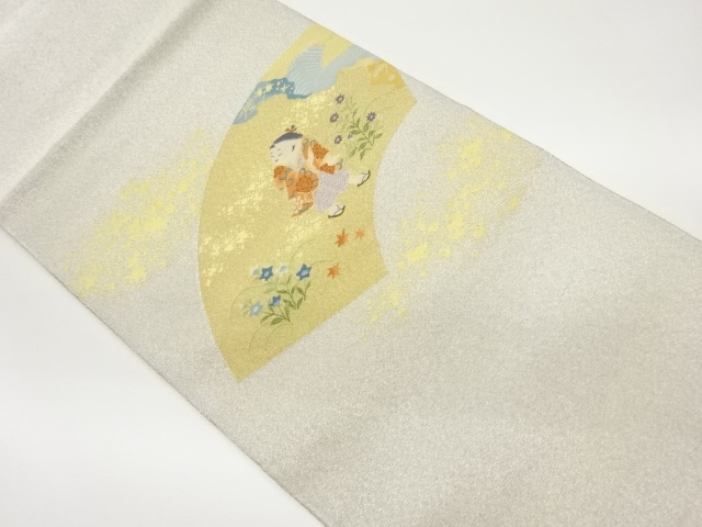 JAPANESE FUKURO OBI / WOVEN AUTUMN FLOWERS